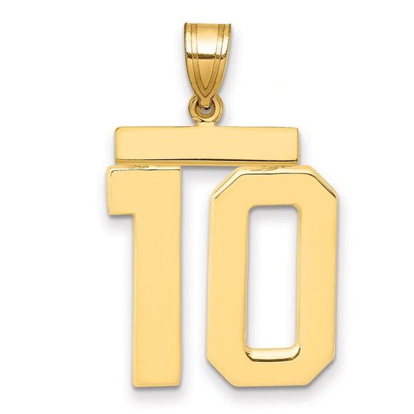 14k Yellow Gold, Athletic Collection, Large Polished Number 10 Pendant - Picture 1 of 3